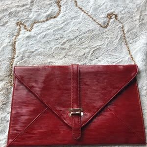 Red Faux Leather Stylish Clutch / Purse